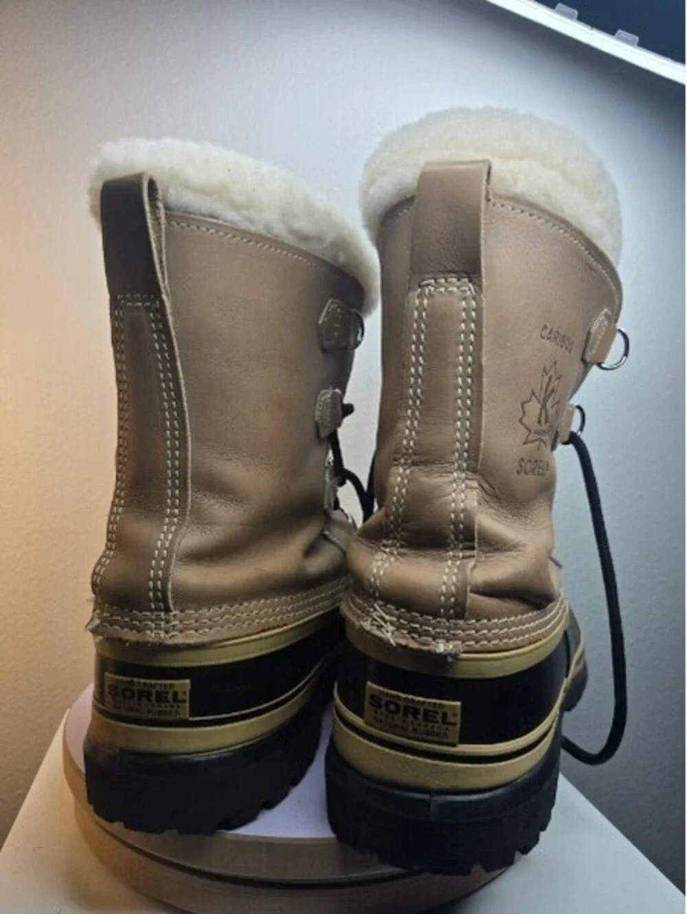 Vintage Sorel Caribou Men's 11 Waterproof Winter Snow Boots Tan Leather EUC